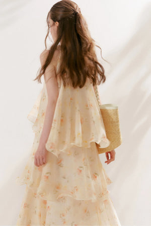 Chiffon Floral Halter Long Dress