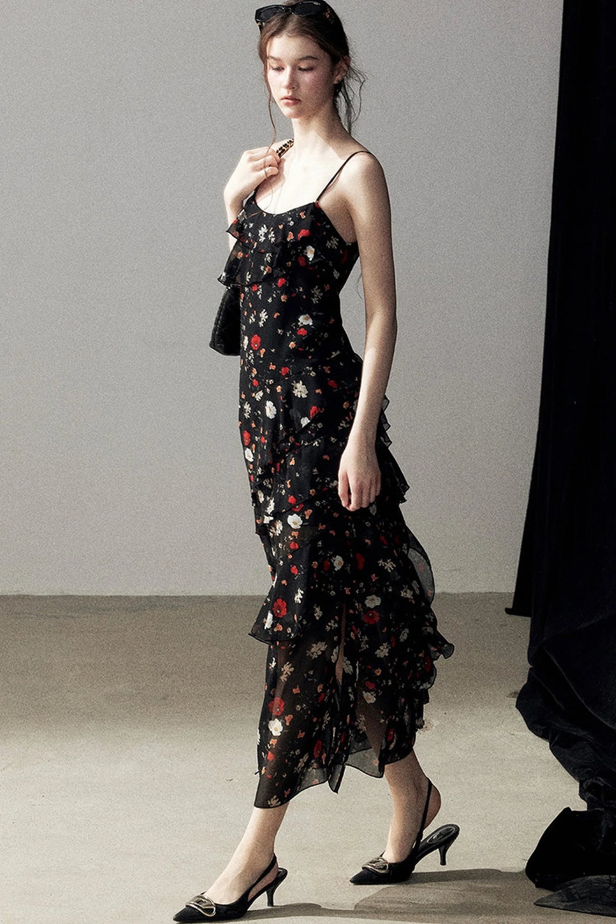 Chiffon Floral Spaghetti Dress