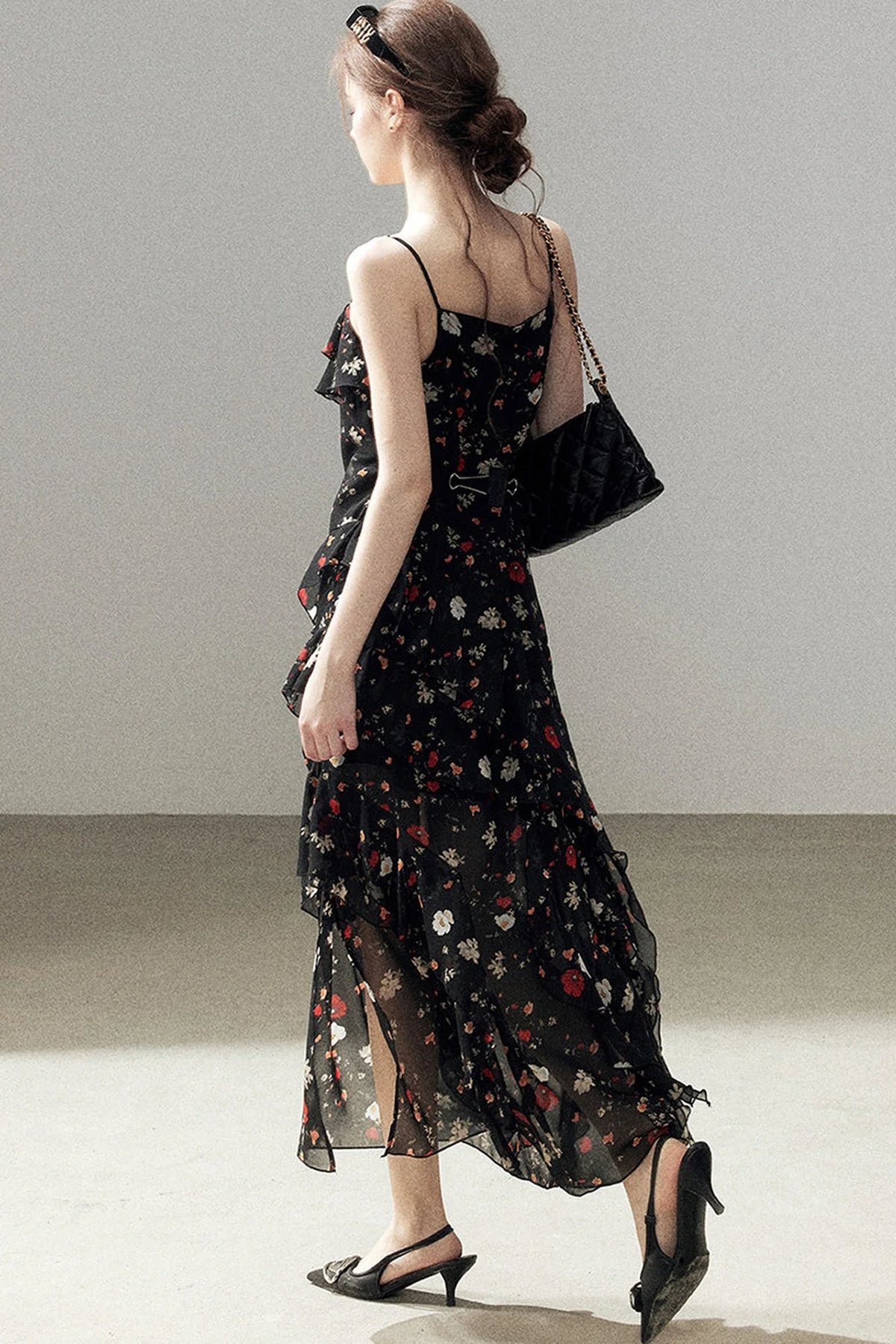 Chiffon Floral Spaghetti Dress