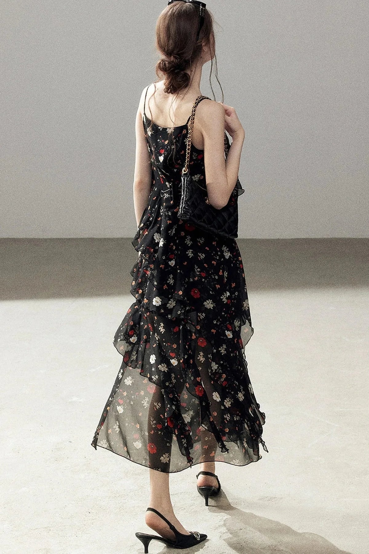 Chiffon Floral Spaghetti Dress