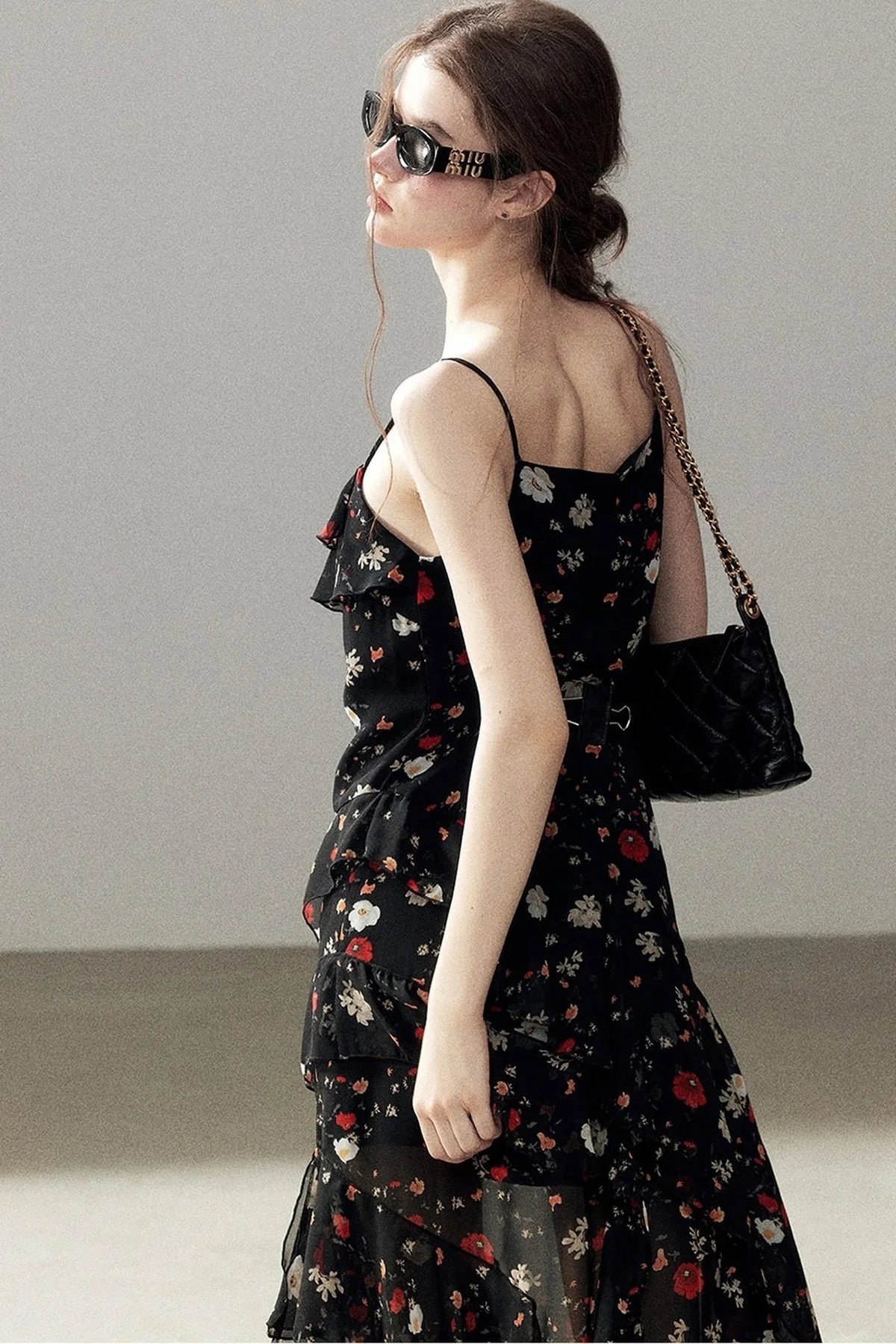 Chiffon Floral Spaghetti Dress