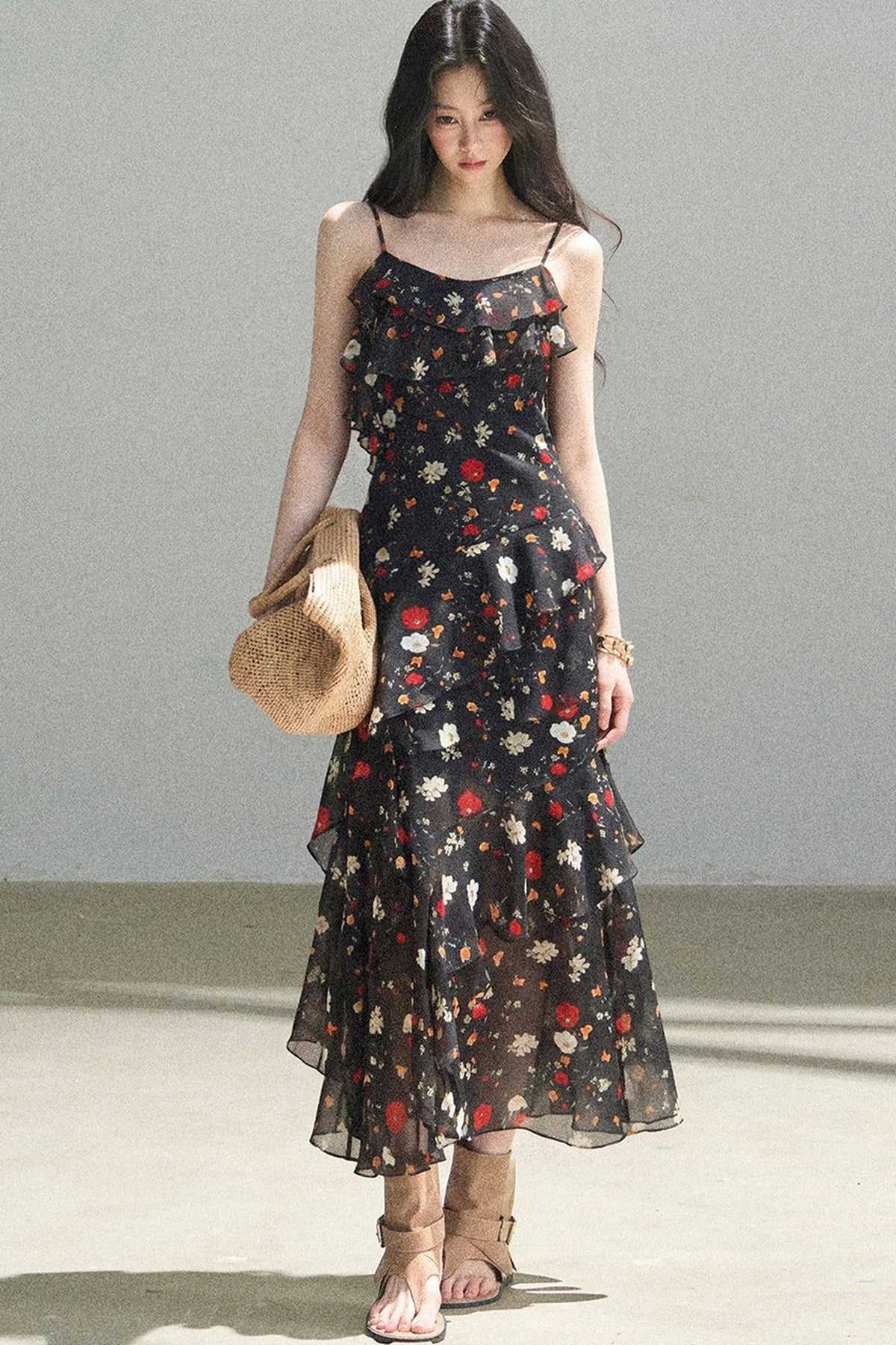 Chiffon Floral Spaghetti Dress