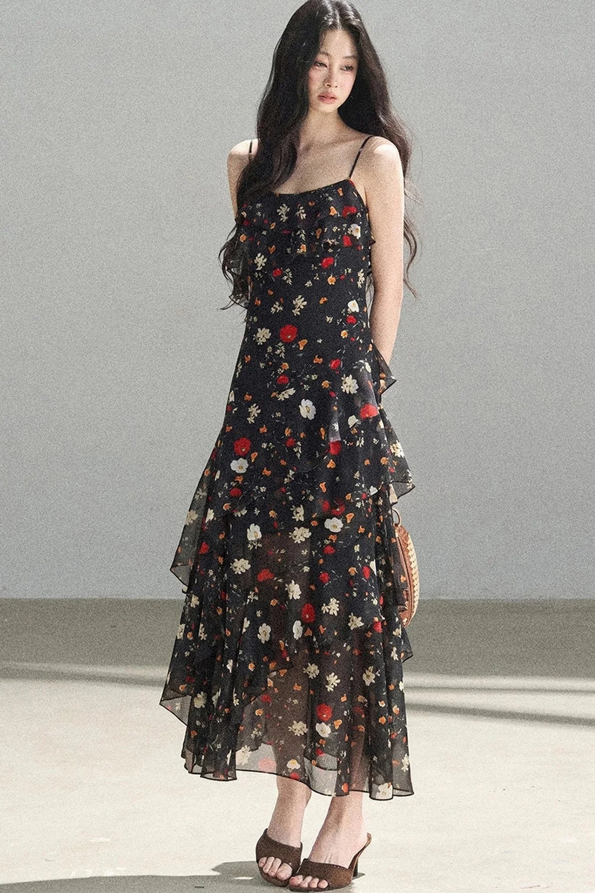 Chiffon Floral Spaghetti Dress