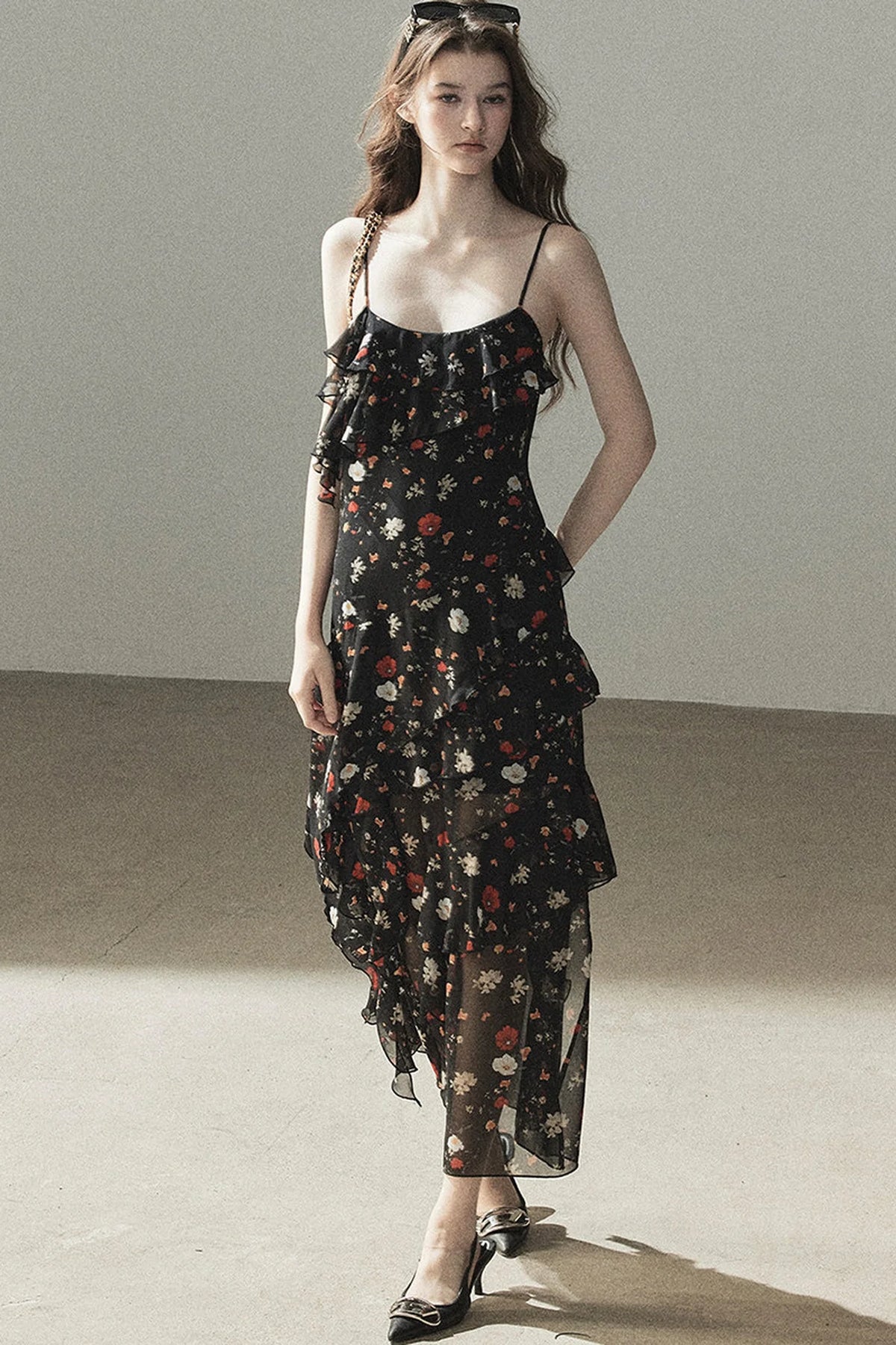 Chiffon Floral Spaghetti Dress