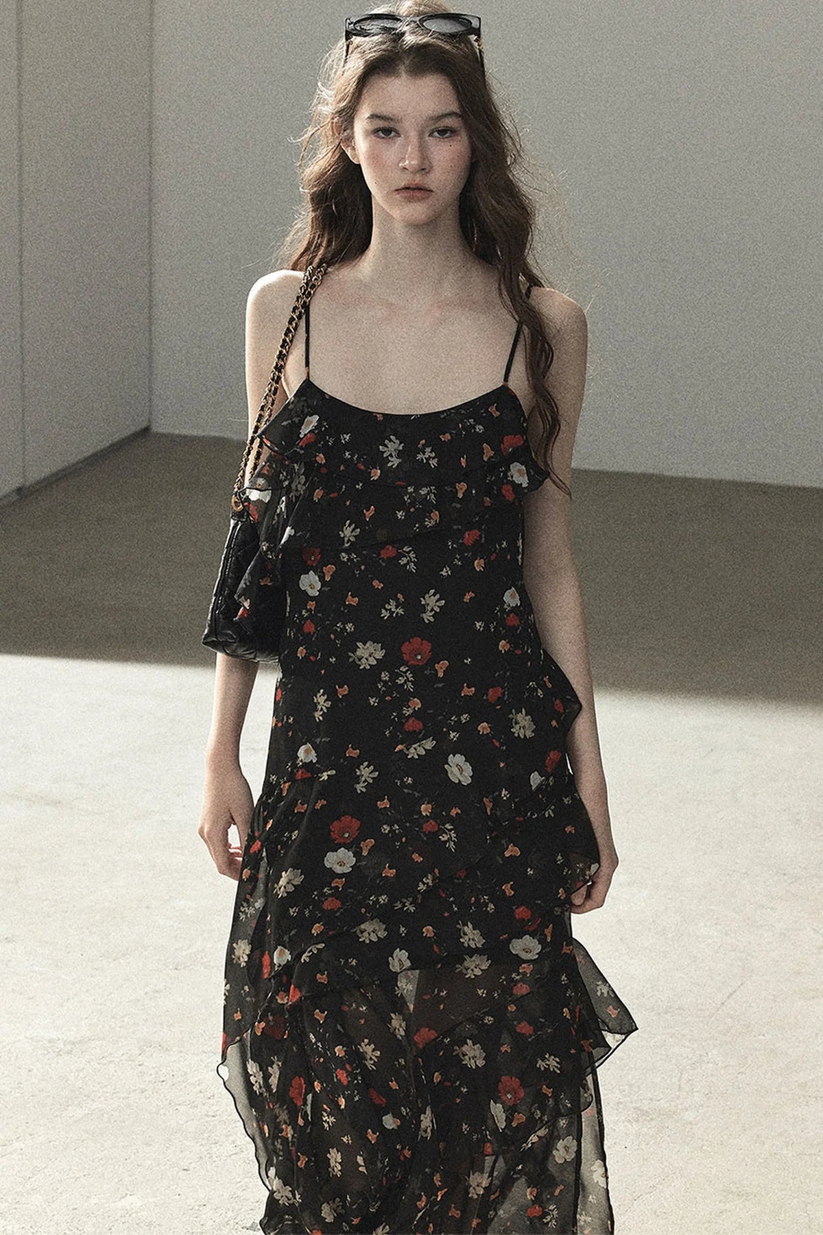 Chiffon Floral Spaghetti Dress