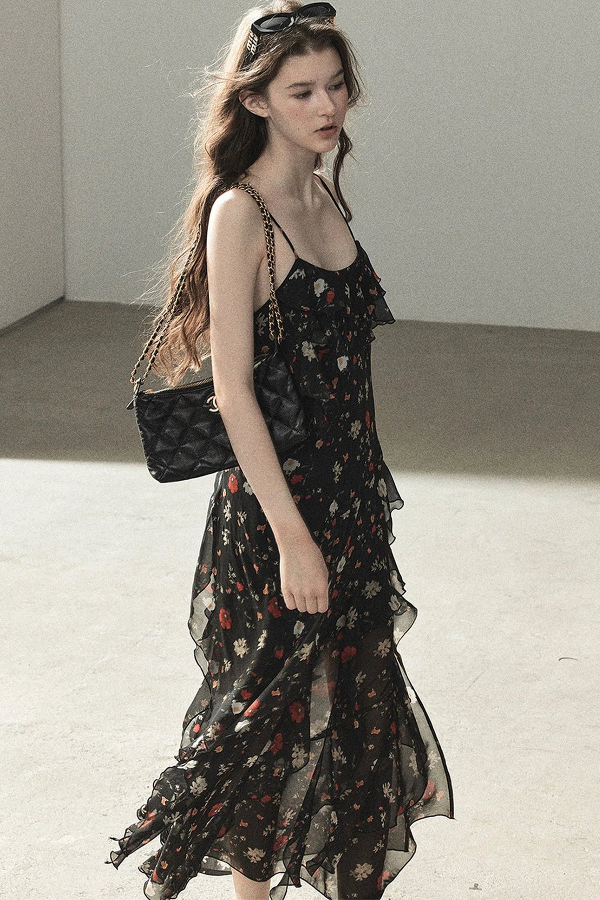 Chiffon Floral Spaghetti Dress