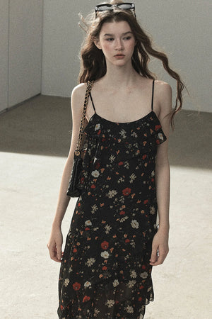 Chiffon Floral Spaghetti Dress