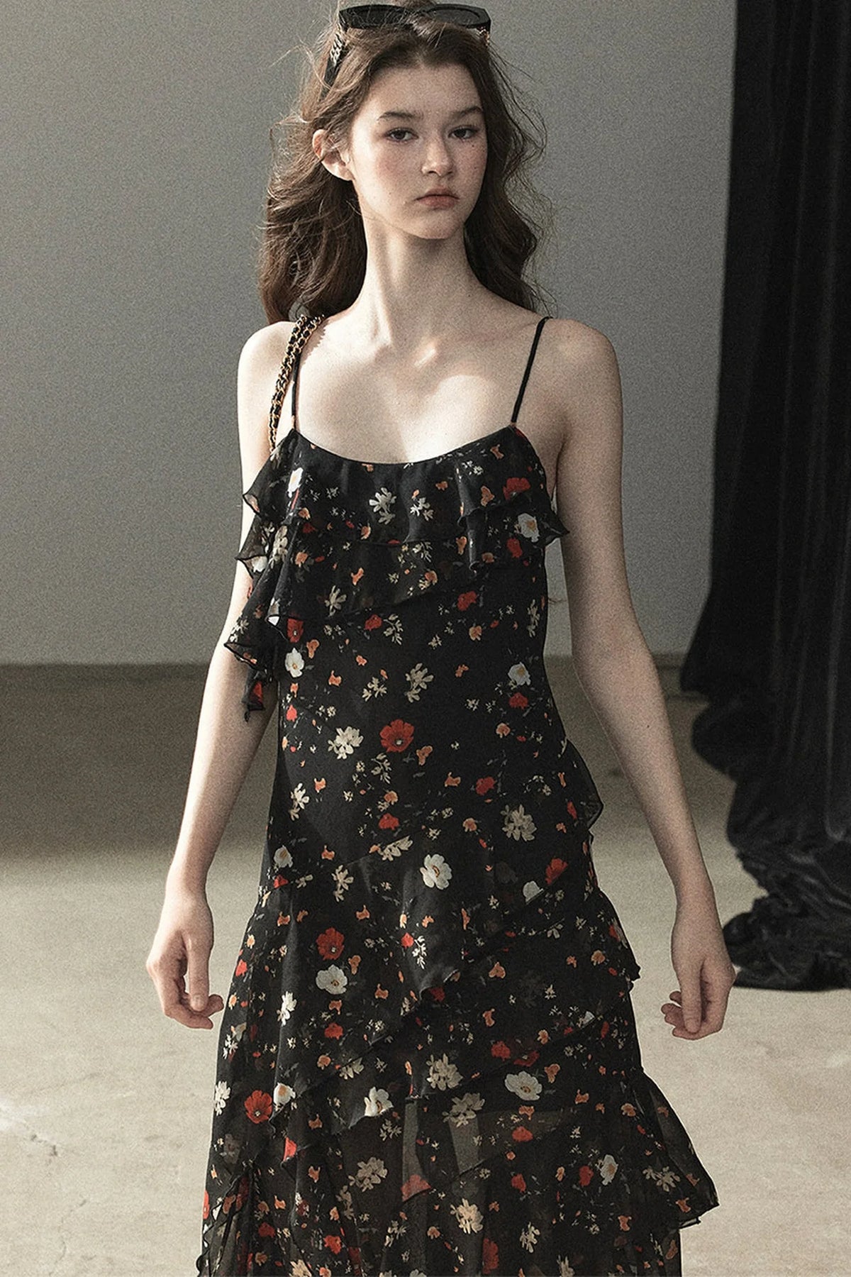 Chiffon Floral Spaghetti Dress