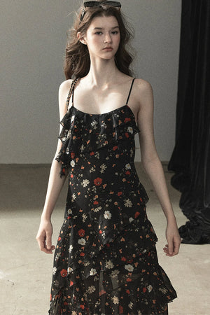 Chiffon Floral Spaghetti Dress