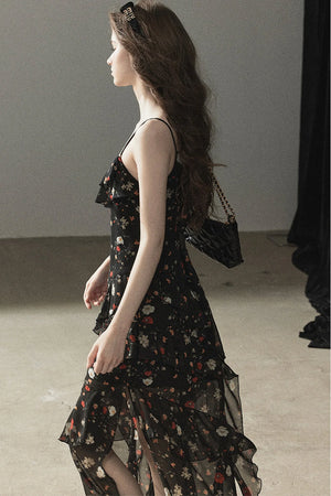 Chiffon Floral Spaghetti Dress