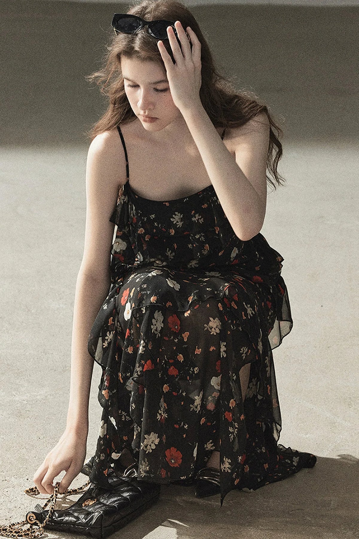 Chiffon Floral Spaghetti Dress