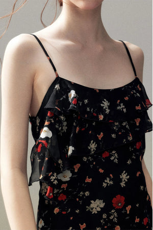 Chiffon Floral Spaghetti Dress
