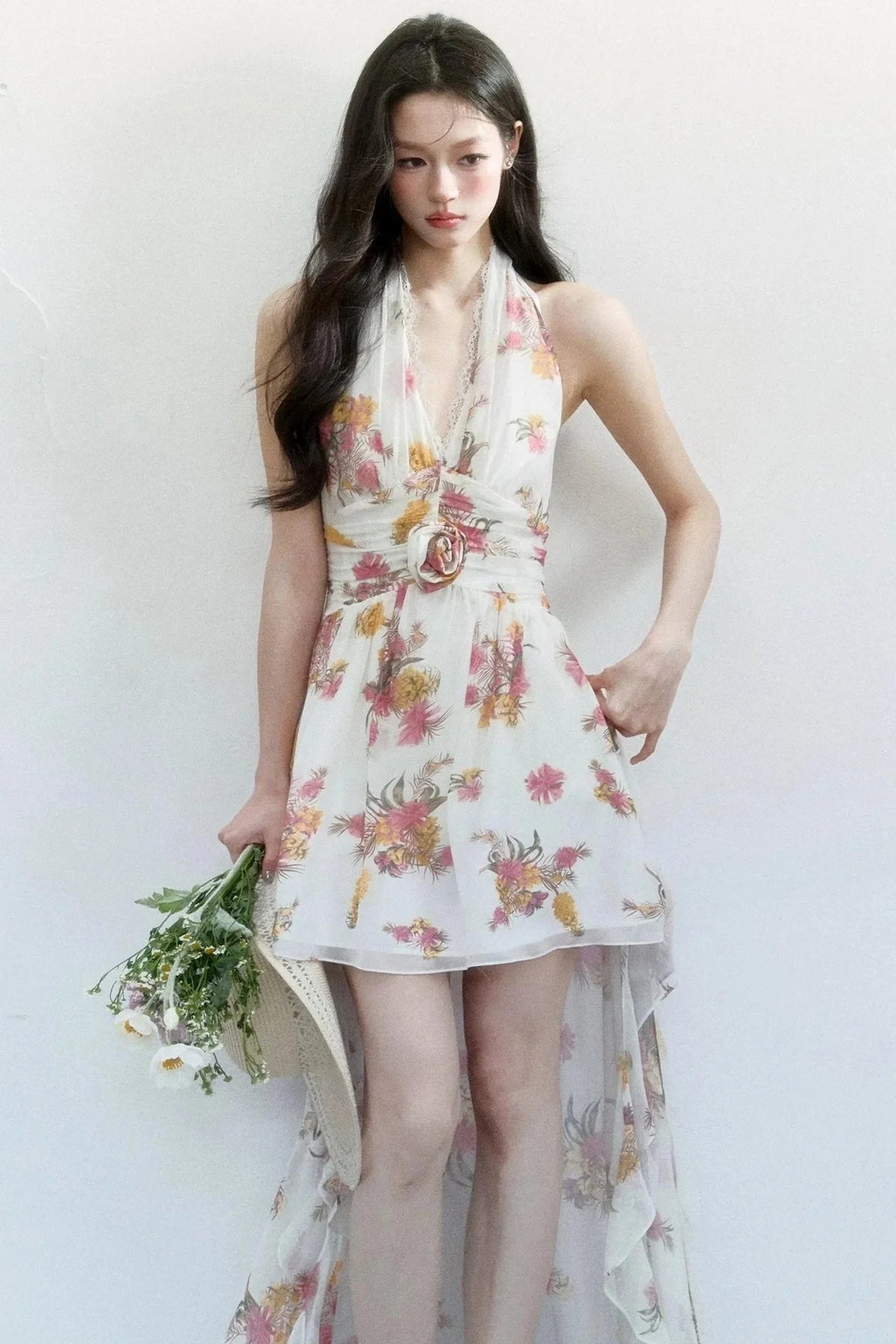 Chiffon Floral V-Neck Dress