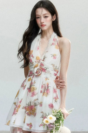 Chiffon Floral V-Neck Dress