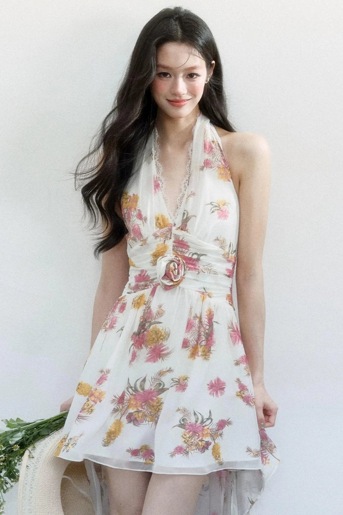 Chiffon Floral V-Neck Dress