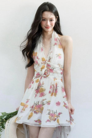 Chiffon Floral V-Neck Dress