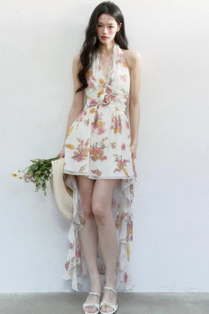 Chiffon Floral V-Neck Dress