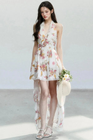 Chiffon Floral V-Neck Dress