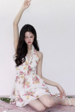 Chiffon Floral V-Neck Dress