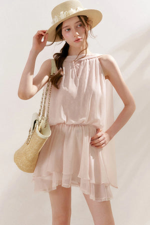 Chiffon Lace Halter Sleeveless Dress