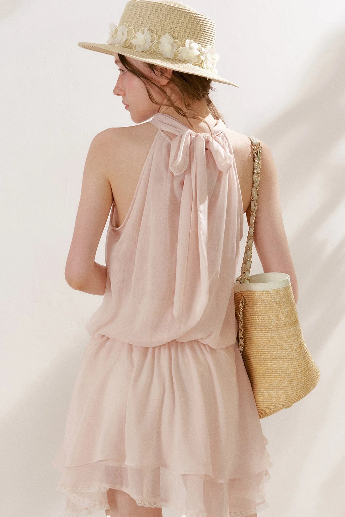 Chiffon Lace Halter Sleeveless Dress