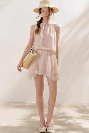 Chiffon Lace Halter Sleeveless Dress