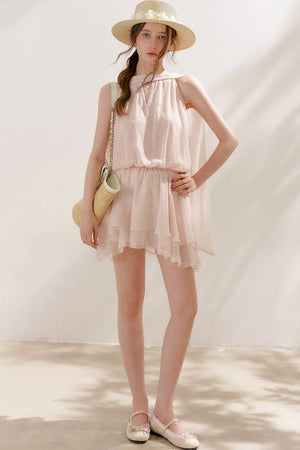 Chiffon Lace Halter Sleeveless Dress
