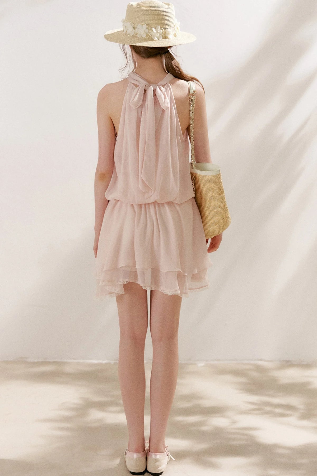 Chiffon Lace Halter Sleeveless Dress
