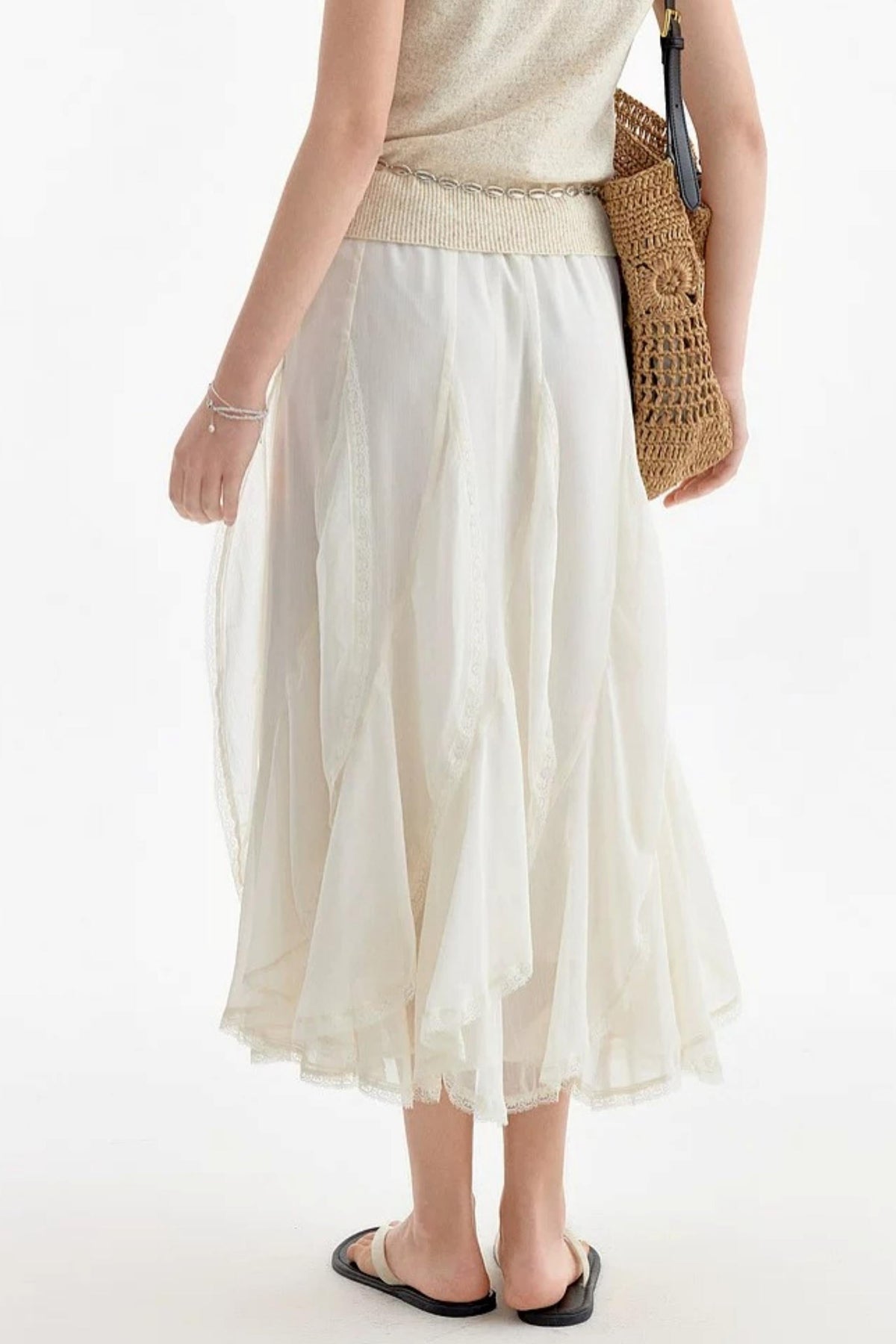 Chiffon Lace Ruffle Skirt