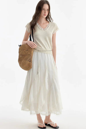 Chiffon Lace Ruffle Skirt
