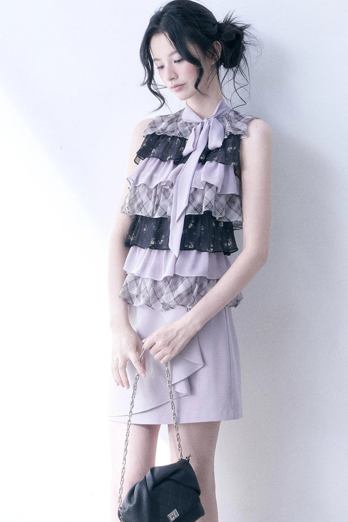 Chiffon Plaid Floral Top
