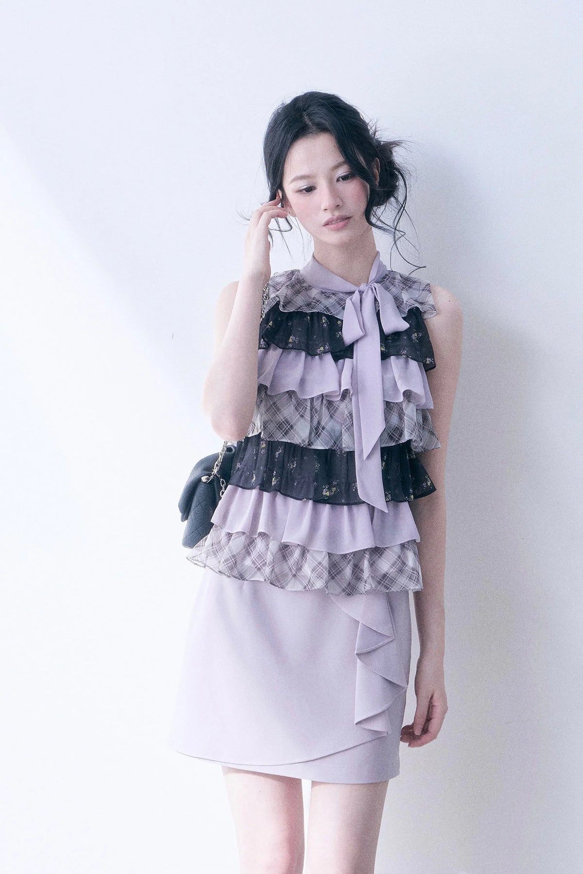 Chiffon Plaid Floral Top