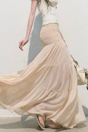 Chiffon Pleated A-Line Skirt