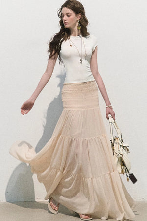 Chiffon Pleated A-Line Skirt