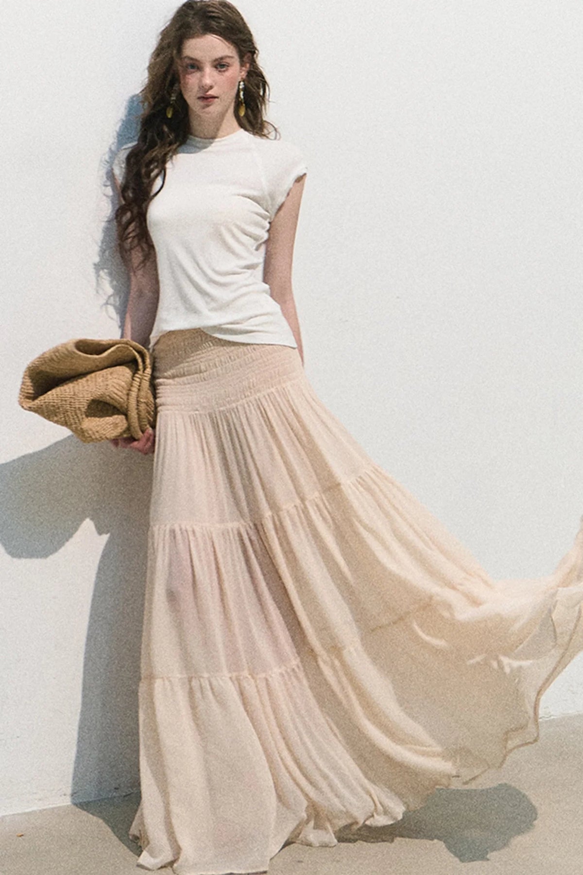 Chiffon Pleated A-Line Skirt