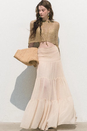 Chiffon Pleated A-Line Skirt