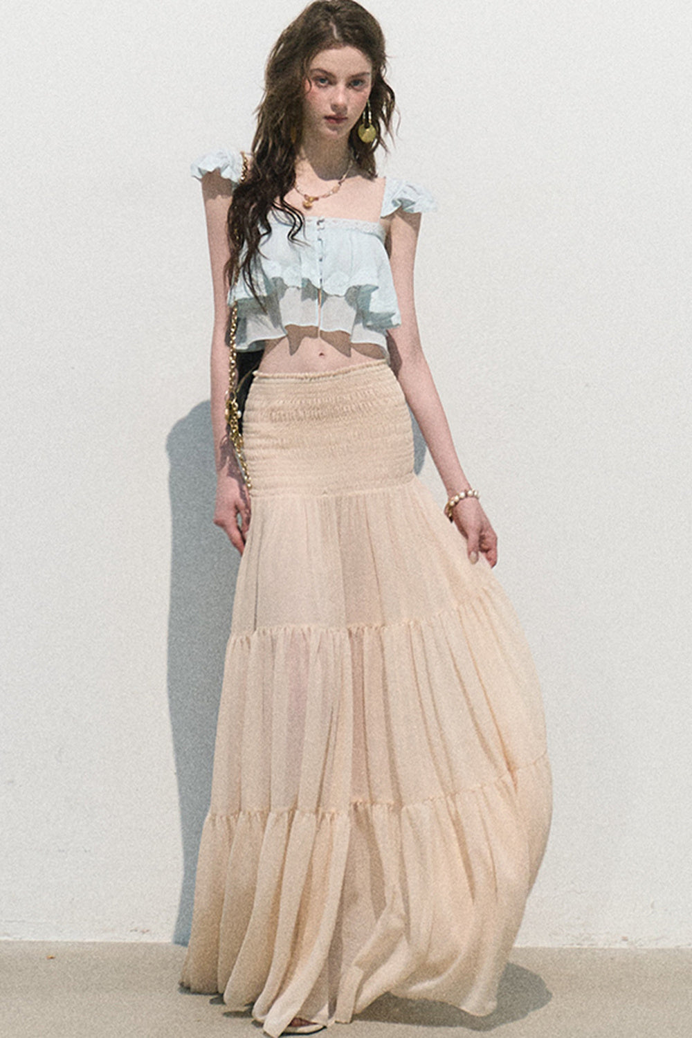 Chiffon Pleated A-Line Skirt