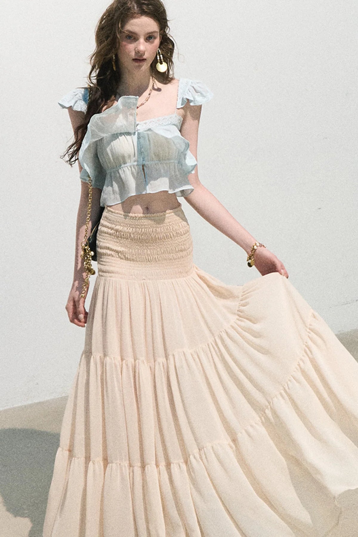 Chiffon Pleated A-Line Skirt