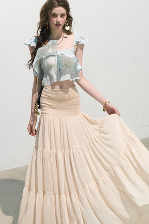 Chiffon Pleated A-Line Skirt