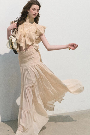 Chiffon Pleated A-Line Skirt