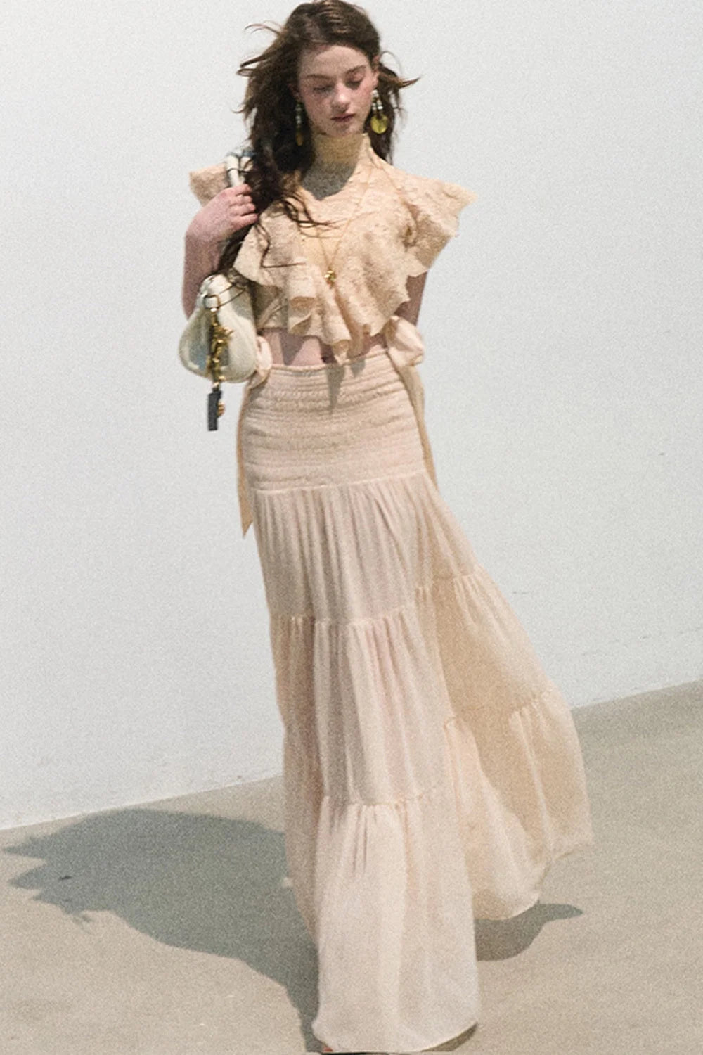 Chiffon Pleated A-Line Skirt
