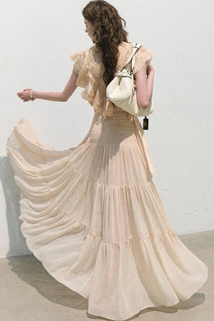Chiffon Pleated A-Line Skirt