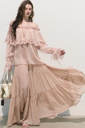 Chiffon Pleated A-Line Skirt