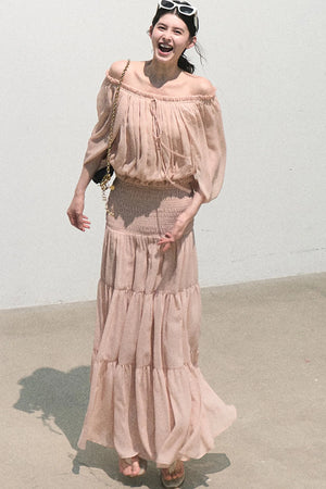Chiffon Pleated A-Line Skirt