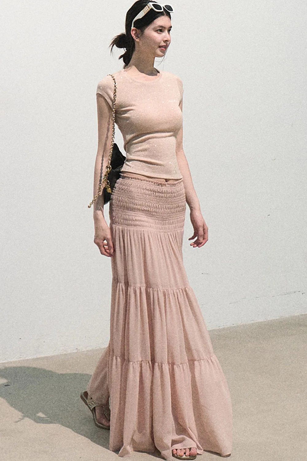 Chiffon Pleated A-Line Skirt