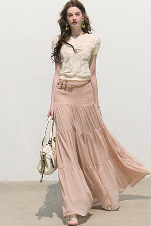 Chiffon Pleated A-Line Skirt