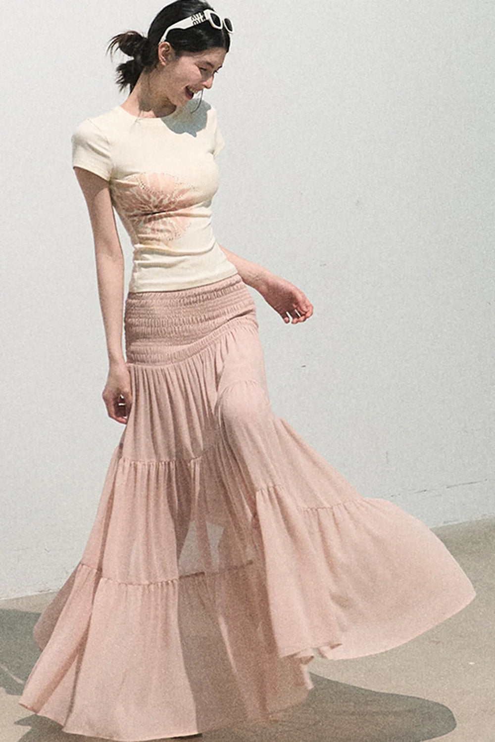 Chiffon Pleated A-Line Skirt