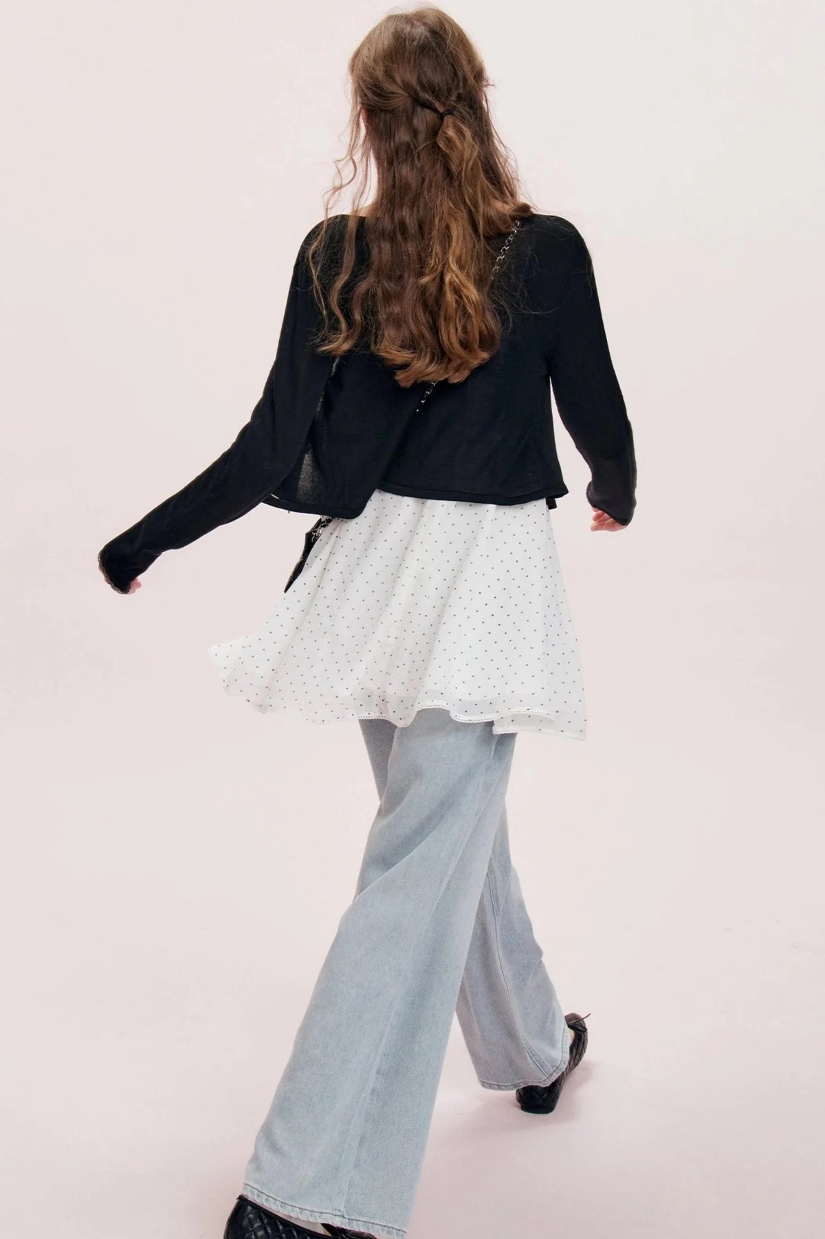 Chiffon Polka Dot A-Line Dress Set-Up