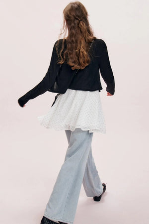 Chiffon Polka Dot A-Line Dress Set-Up