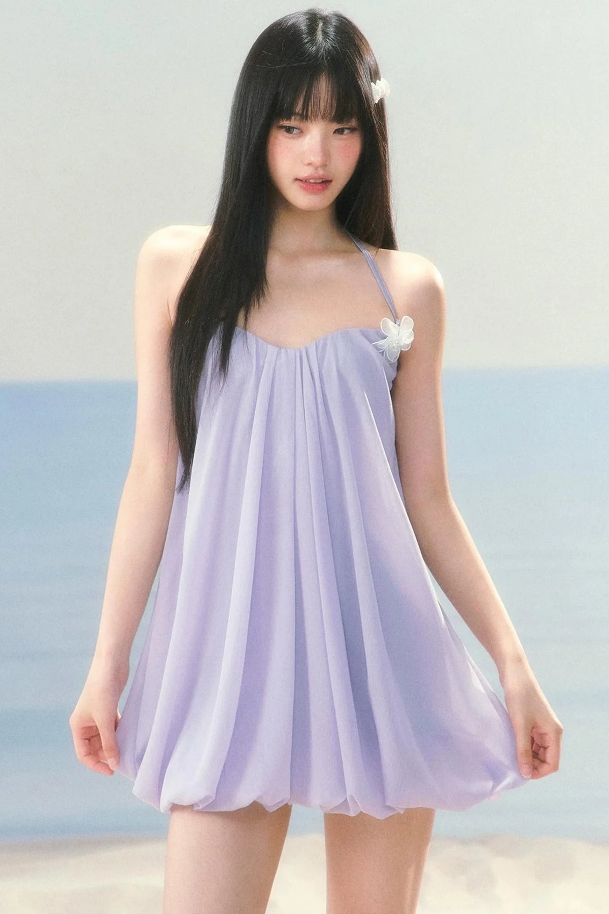 Chiffon Puffy Flower Bud Dress